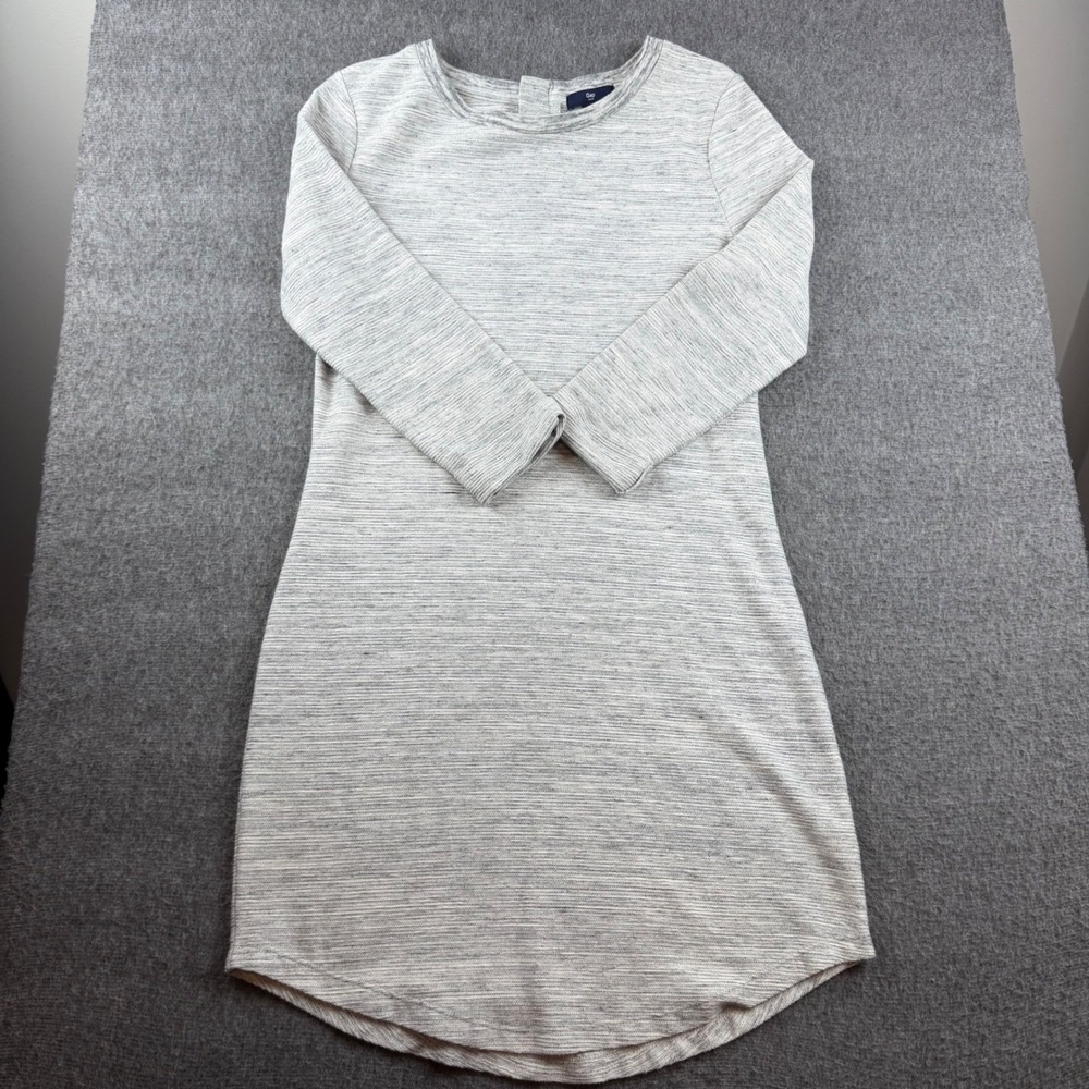 Gap Shift Dress Women XS Gray Space Dye Knit Long Sleeve Crew Neck‎ Mini